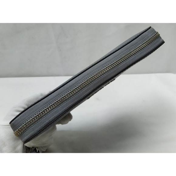 Michael Kors Gray Crossgrain Leather Zip Around Credit Card Wallet - Picture 9 of 16